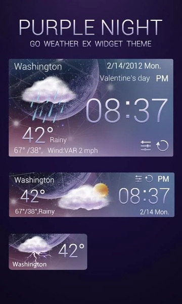Widget Purple Night Style GO Weather EX - Preview 2