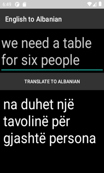 English to Albanian Translator - Preview 2