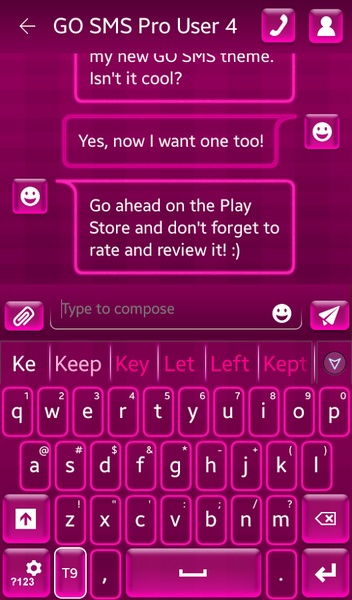 GO Keyboard Hot Pink Theme - Preview 5