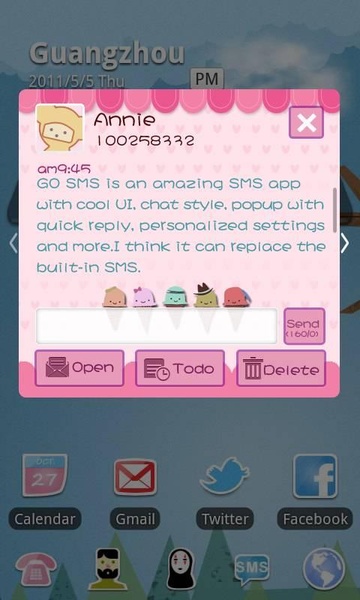 GO SMS Pro Pink Sweet theme - Preview 4