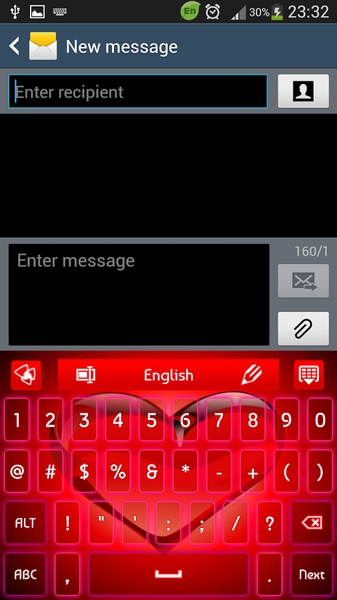GO Keyboard Red Heart Theme - Preview 9