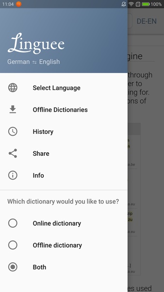 Dictionary Linguee - Preview 2