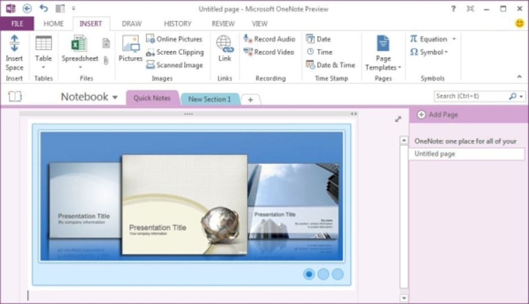 onenote app interface