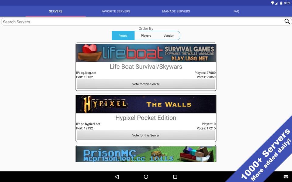 MCPE Server List - Preview 6