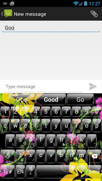 Theme x TouchPal Glass Black Flowers - Preview 6