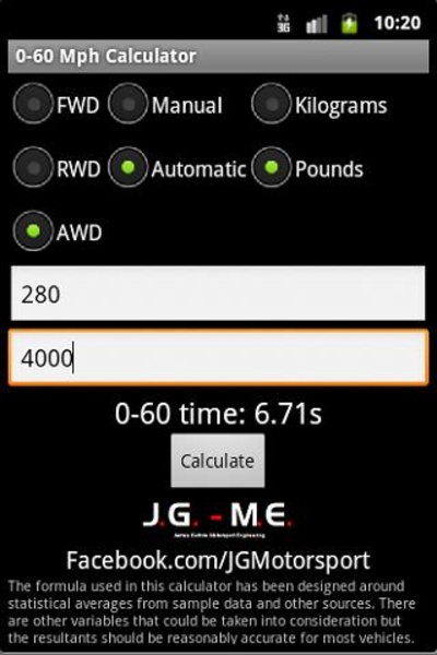 0-60 Mph Calculator - Preview 2