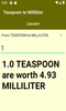 Teaspoon to Milliliter converter screenshot 4