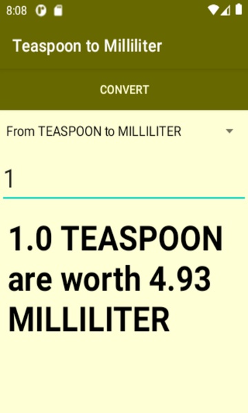 Teaspoon to Milliliter converter - Preview 4