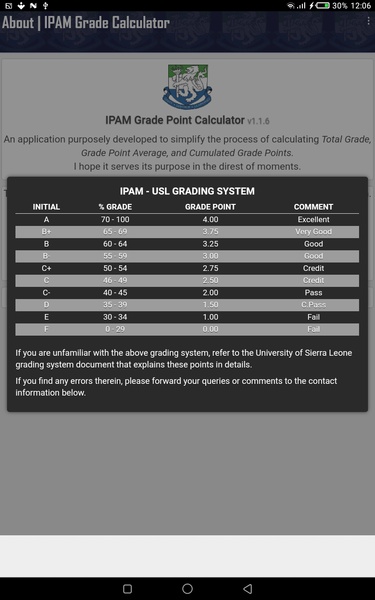 IPAM-USL Grade Calculator - Preview 6
