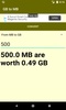 GB to MB converter screenshot 2