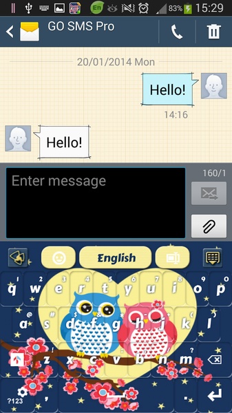 GO Keyboard Sweet Owl Theme - Preview 9