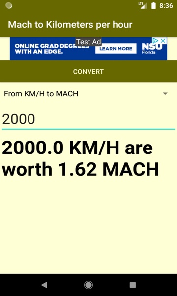 Mach to Kilometers per hour converter - Preview 1