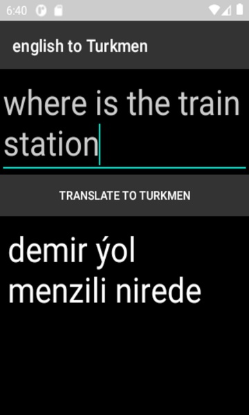 english to Turkmen translator - Preview 1