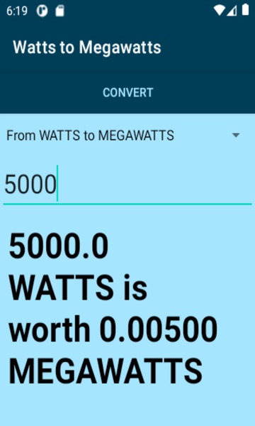 Watts to Megawatts converter - Preview 4
