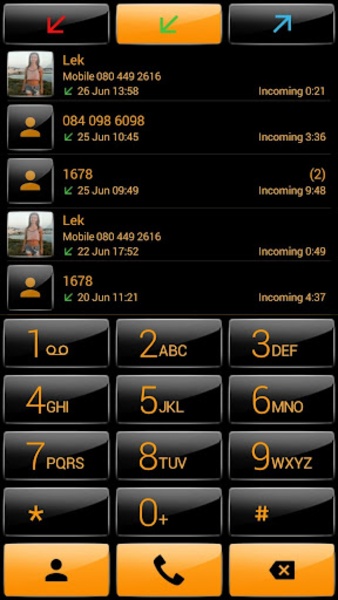 ExDialer Gloss Black Orange theme - Preview 5