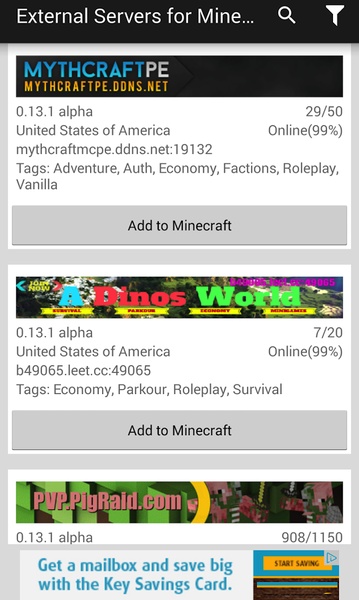 External Servers for Minecraft PE - Preview 5