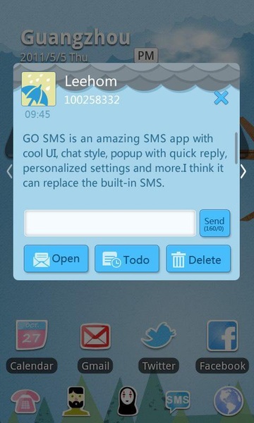 GO SMS Pro Rainy day Theme - Preview 4
