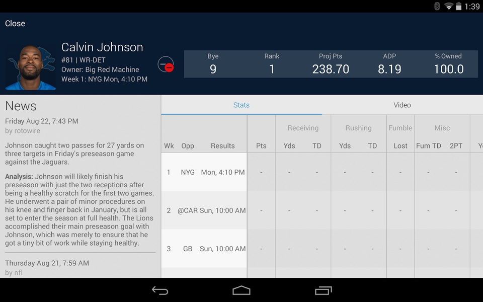 NFL Fantasy Football - Preview 10