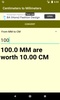 Centimeters to Milimeters converter screenshot 1