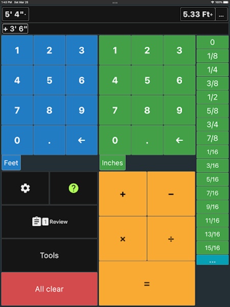 Feet & Inch Construction Calc 7.15.9 Monitor Shots 1