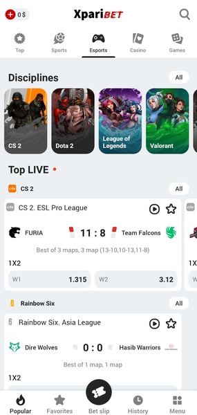 Schermata principale dell'app Pribet su smartphone