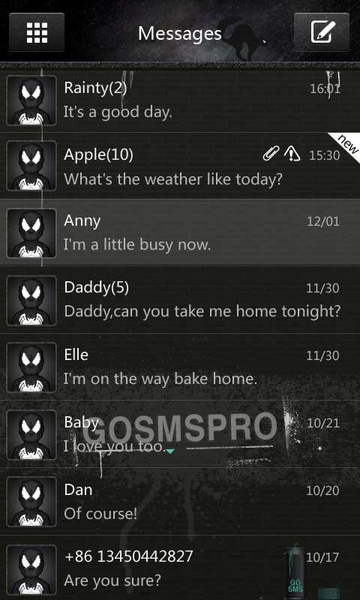GO SMS Pro Thief Theme - Preview 1
