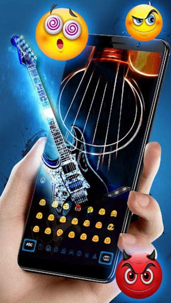 GO Keyboard Blue Rock Guitar theme - Preview 4