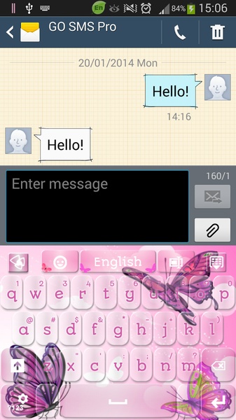 GO Keyboard Pink Butterflies Theme - Preview 10