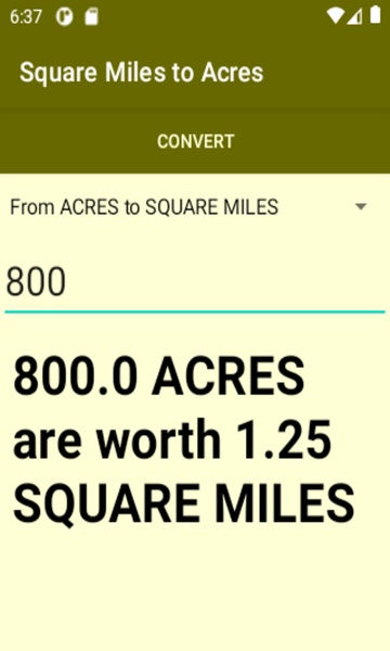Square Miles to Acres converter - Preview 1