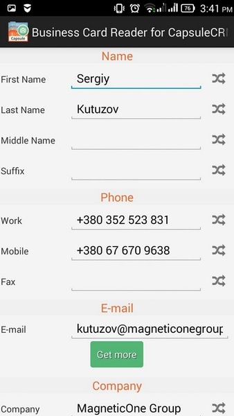 Business Card Reader for CapsuleCRM - Preview 2