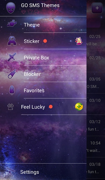 GO SMS Galaxy Theme - Preview 5