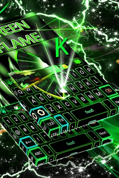 Green Flame GO Keyboard theme - Preview 3