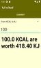 kJ to kcal converter screenshot 1