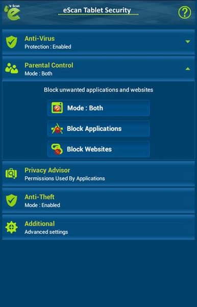 eScan Tablet Security - Preview 4