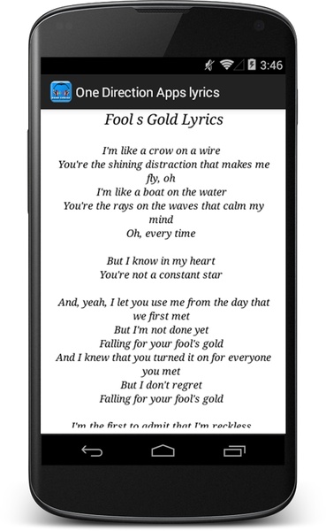 One Direction Apps lyrics - Preview 1