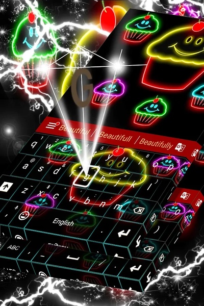 Keyboard Theme Neon Cupcakes - Preview 2