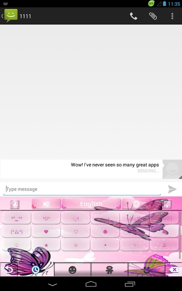 GO Keyboard Pink Butterflies Theme - Preview 2