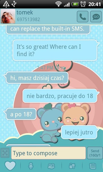 GO SMS Blue Bears Theme - Preview 5