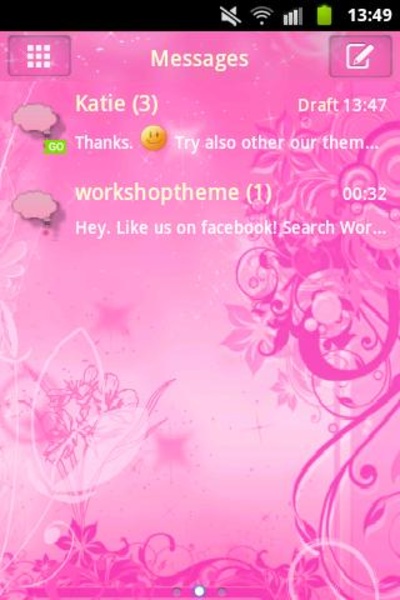 GO SMS Pro Theme Pink Flowers - Preview 4