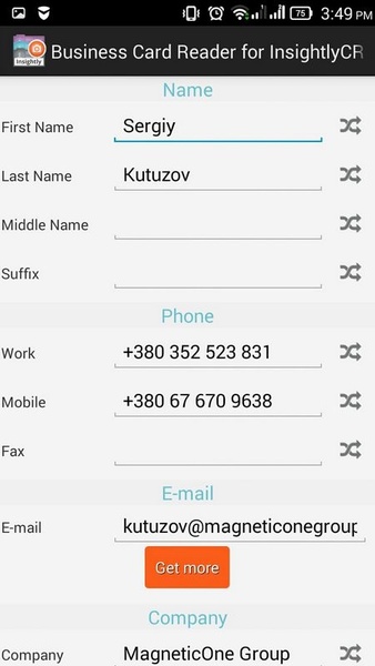 Business Card Reader for Insightly CRM - Preview 2