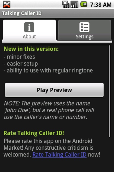 Talking Caller ID (free) - Preview 2