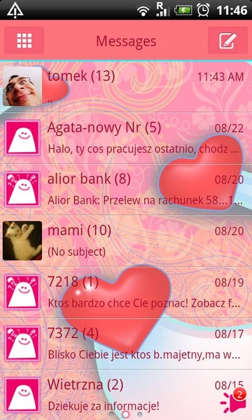 GO SMS Hearts Theme - Preview 5