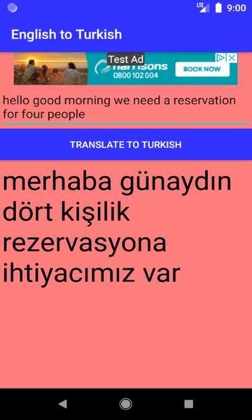 English to Turkish Translator - Preview 2