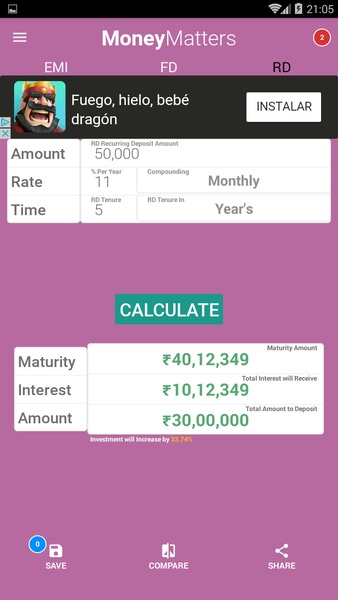 EMI Calculator + FD & RD - Preview 10