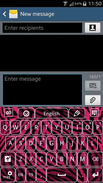 GO Keyboard Pink Zebra Theme - Preview 5