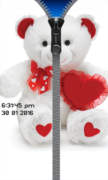 Teddy Bear Zipper Lock Screen - Preview 2