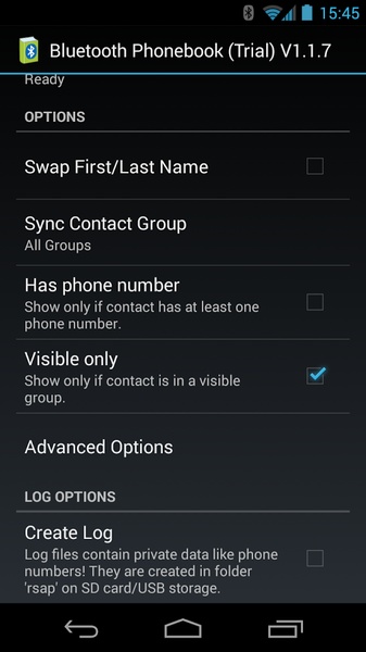 Bluetooth Phonebook (Trial) - Preview 2