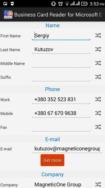 Business Card Reader for Microsoft Dynamics CRM - Preview 3