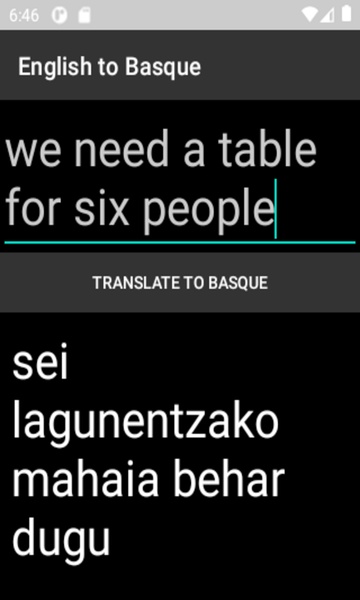 English to Basque Translator - Preview 1