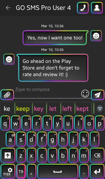 GO Keyboard Neon Rainbow Theme - Preview 5